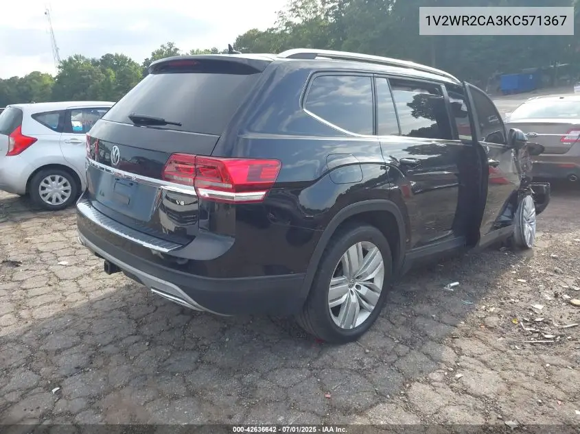 2019 Volkswagen Atlas 3.6L V6 Se W/Technology VIN: 1V2WR2CA3KC571367 Lot: 42636642