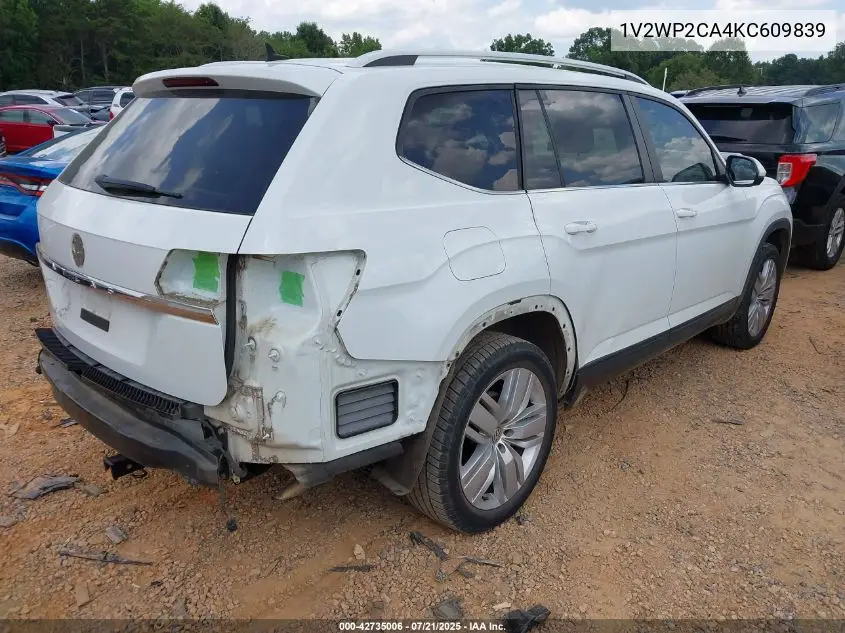 2019 Volkswagen Atlas 2.0T Se W/Technology VIN: 1V2WP2CA4KC609839 Lot: 42735006
