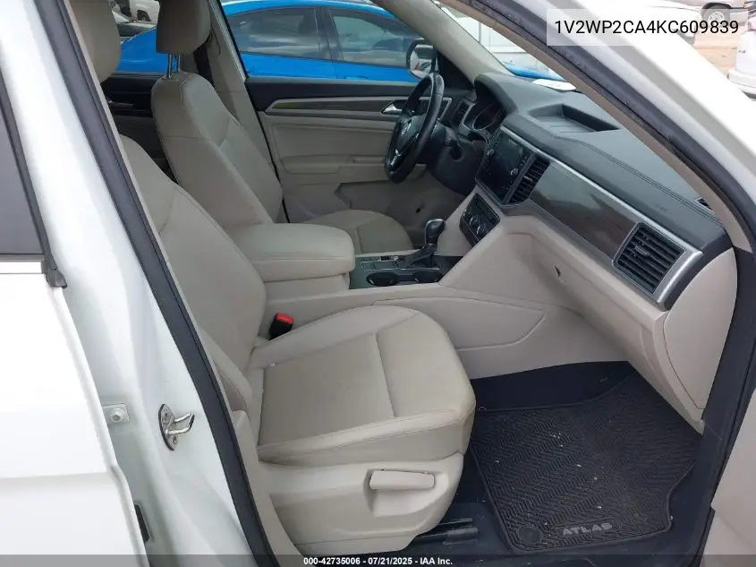 2019 Volkswagen Atlas 2.0T Se W/Technology VIN: 1V2WP2CA4KC609839 Lot: 42735006