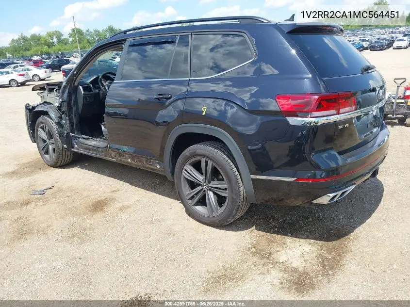 2021 Volkswagen Atlas 3.6L V6 Se W/Technology R-Line VIN: 1V2RR2CA1MC564451 Lot: 42591765