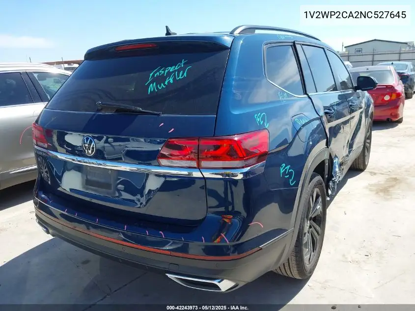 2022 Volkswagen Atlas 2.0T Se W/Technology VIN: 1V2WP2CA2NC527645 Lot: 42243973