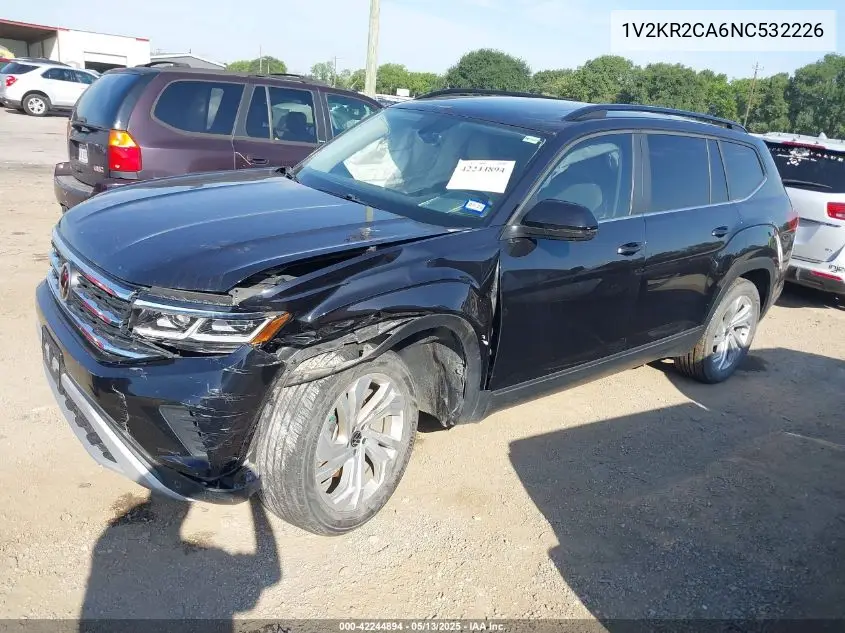 2022 Volkswagen Atlas 3.6L V6 Se W/Technology VIN: 1V2KR2CA6NC532226 Lot: 42244894