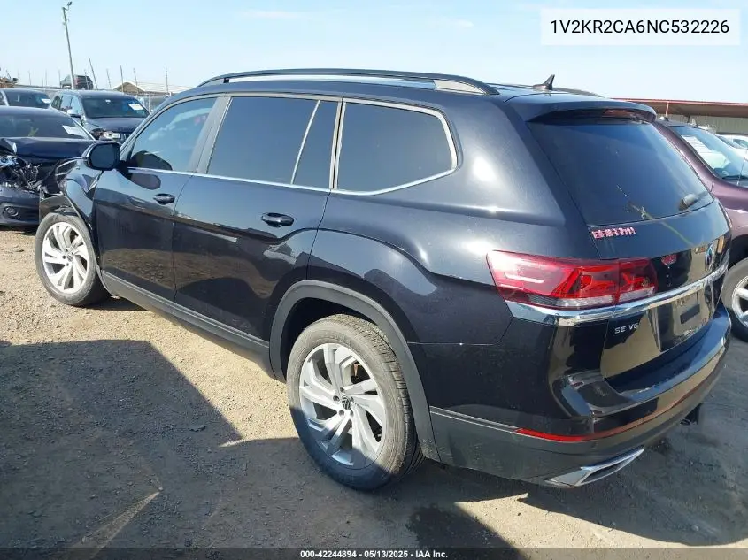 2022 Volkswagen Atlas 3.6L V6 Se W/Technology VIN: 1V2KR2CA6NC532226 Lot: 42244894