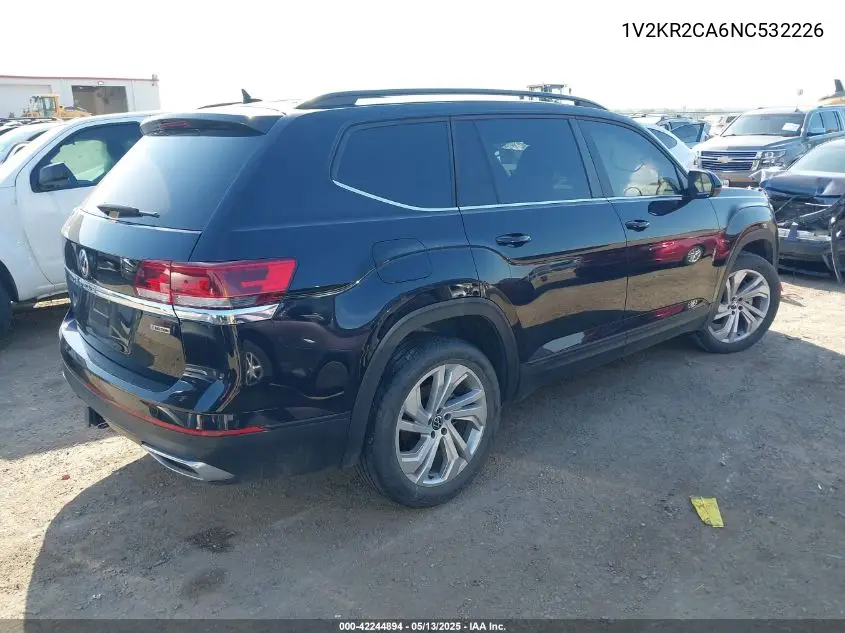 2022 Volkswagen Atlas 3.6L V6 Se W/Technology VIN: 1V2KR2CA6NC532226 Lot: 42244894