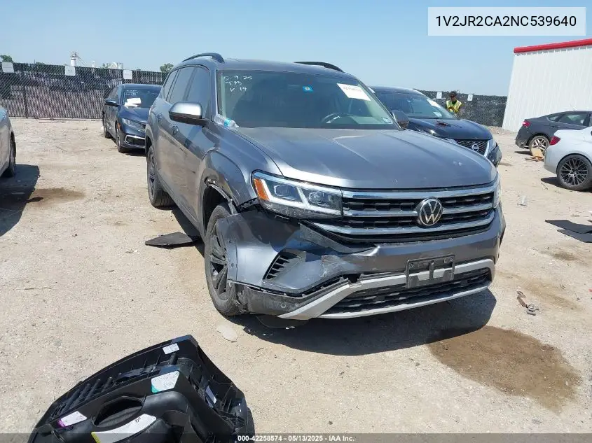 2022 Volkswagen Atlas 3.6L V6 Se W/Technology VIN: 1V2JR2CA2NC539640 Lot: 42258574