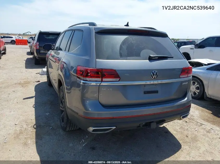 2022 Volkswagen Atlas 3.6L V6 Se W/Technology VIN: 1V2JR2CA2NC539640 Lot: 42258574