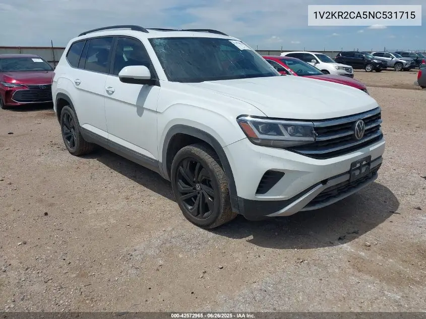 2022 Volkswagen Atlas 3.6L V6 Se W/Technology VIN: 1V2KR2CA5NC531715 Lot: 42572965
