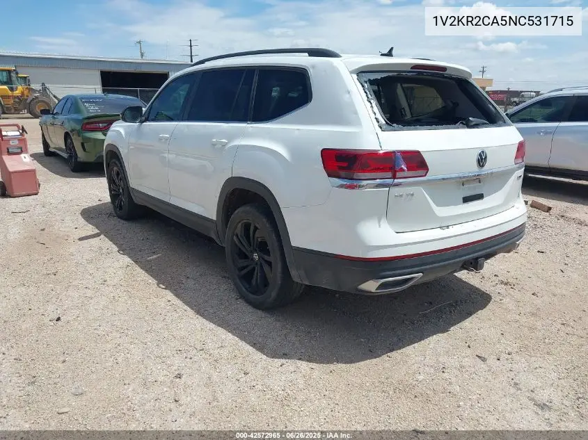 2022 Volkswagen Atlas 3.6L V6 Se W/Technology VIN: 1V2KR2CA5NC531715 Lot: 42572965