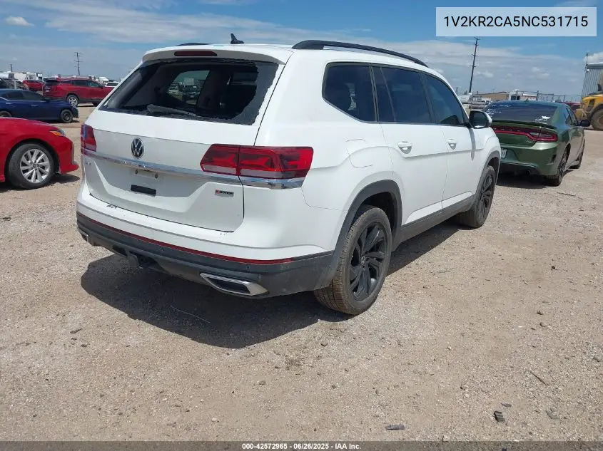 2022 Volkswagen Atlas 3.6L V6 Se W/Technology VIN: 1V2KR2CA5NC531715 Lot: 42572965