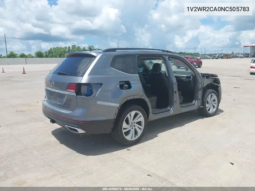 2022 Volkswagen Atlas 3.6L V6 Se W/Technology VIN: 1V2WR2CA0NC505783 Lot: 42596375
