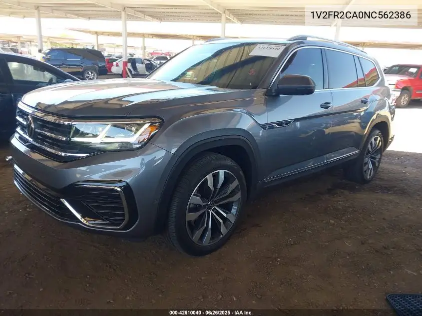 2022 Volkswagen Atlas 3.6L V6 Sel Premium R-Line VIN: 1V2FR2CA0NC562386 Lot: 42610040