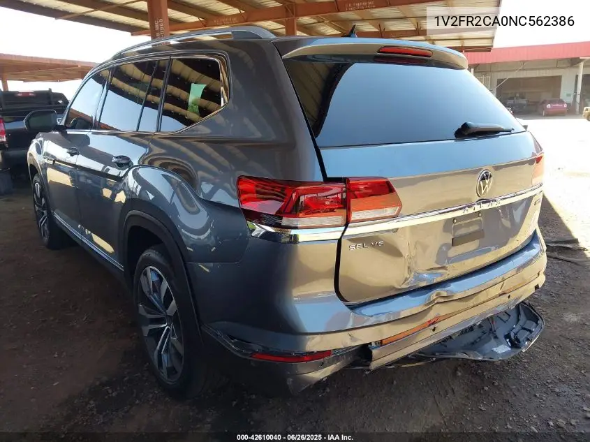 2022 Volkswagen Atlas 3.6L V6 Sel Premium R-Line VIN: 1V2FR2CA0NC562386 Lot: 42610040