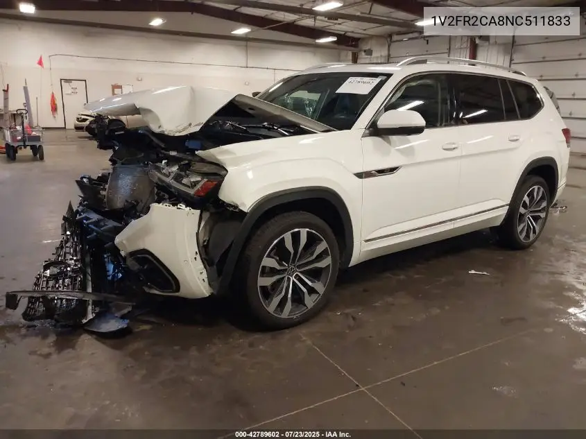 2022 Volkswagen Atlas 3.6L V6 Sel Premium R-Line VIN: 1V2FR2CA8NC511833 Lot: 42789602