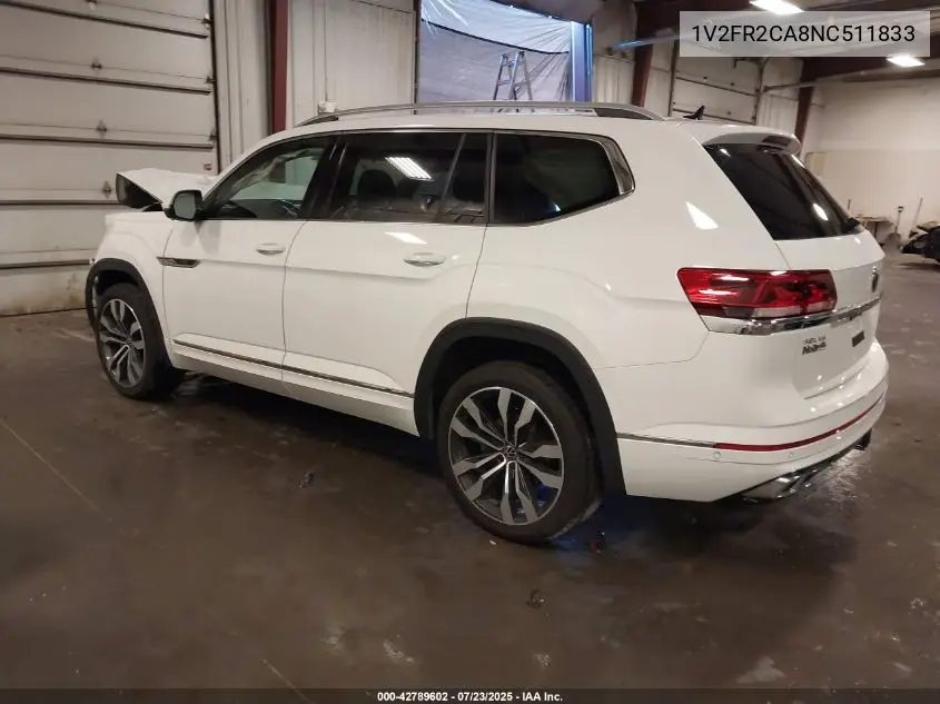 2022 Volkswagen Atlas 3.6L V6 Sel Premium R-Line VIN: 1V2FR2CA8NC511833 Lot: 42789602