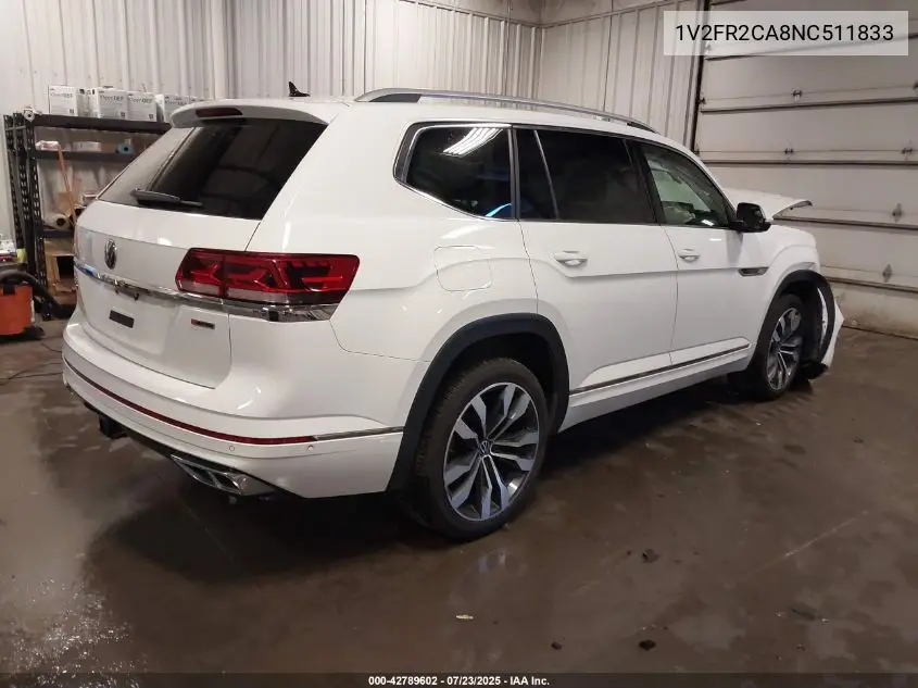 2022 Volkswagen Atlas 3.6L V6 Sel Premium R-Line VIN: 1V2FR2CA8NC511833 Lot: 42789602