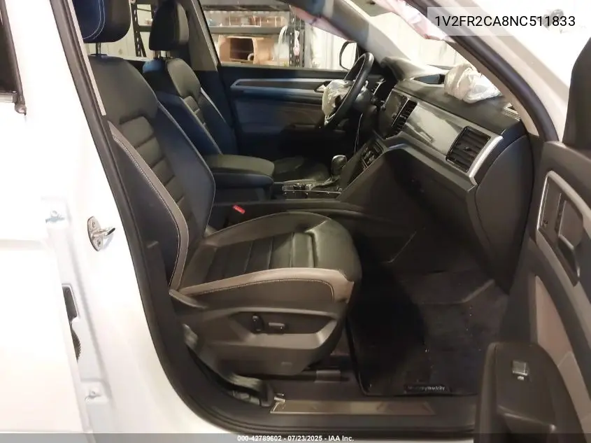 2022 Volkswagen Atlas 3.6L V6 Sel Premium R-Line VIN: 1V2FR2CA8NC511833 Lot: 42789602