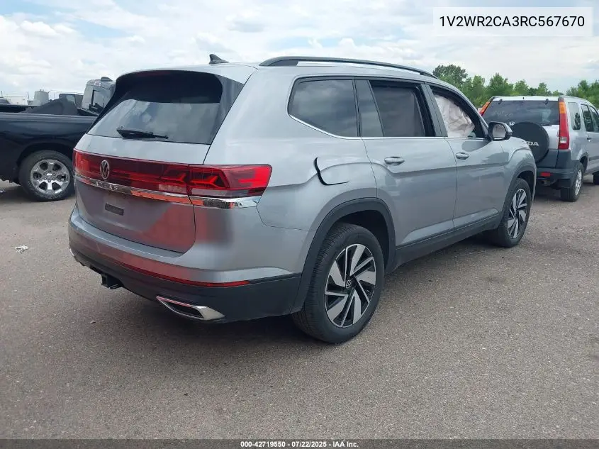 2024 Volkswagen Atlas 2.0T Se W/Technology VIN: 1V2WR2CA3RC567670 Lot: 42719550