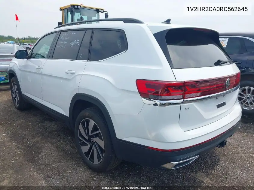 2024 Volkswagen Atlas 2.0T Se W/Technology VIN: 1V2HR2CA0RC562645 Lot: 42788898