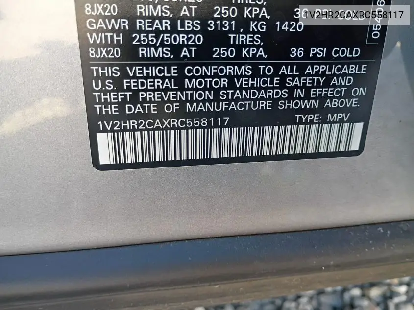 2024 Volkswagen Atlas 2.0T Se W/Technology VIN: 1V2HR2CAXRC558117 Lot: 42806737