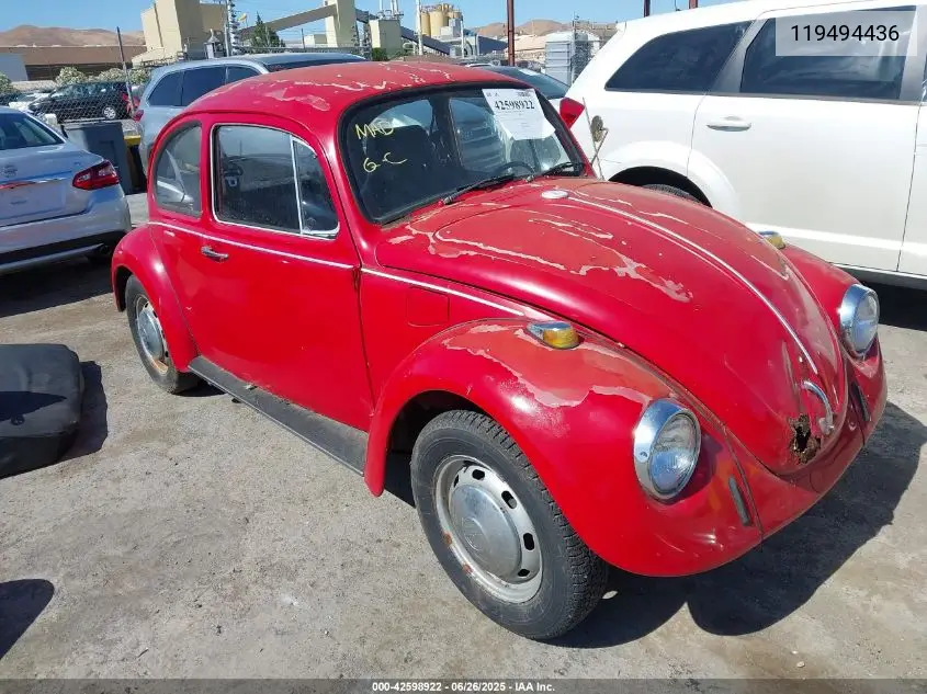 1969 Volkswagen Beetle VIN: 119494436 Lot: 42598922