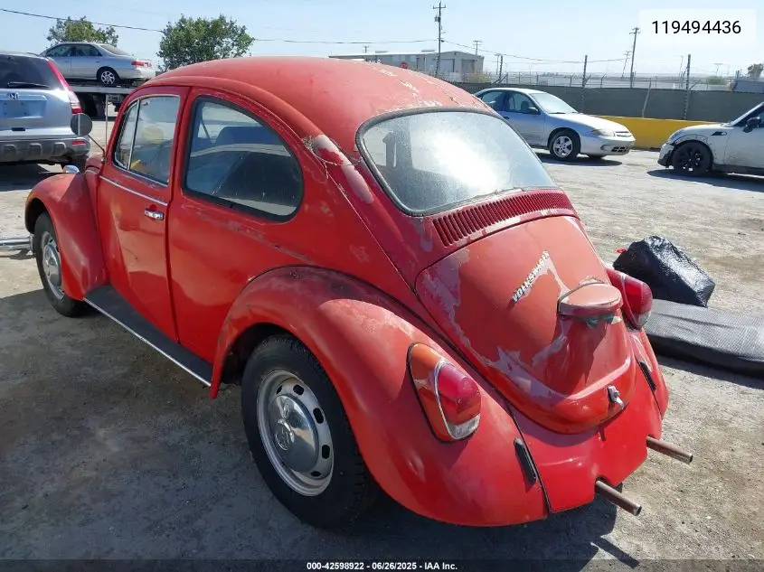 1969 Volkswagen Beetle VIN: 119494436 Lot: 42598922