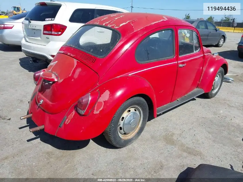 1969 Volkswagen Beetle VIN: 119494436 Lot: 42598922