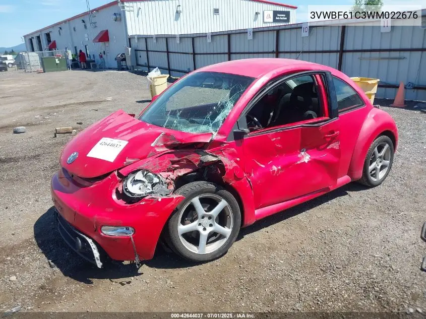 1998 Volkswagen New Beetle Tdi VIN: 3VWBF61C3WM022676 Lot: 42644037