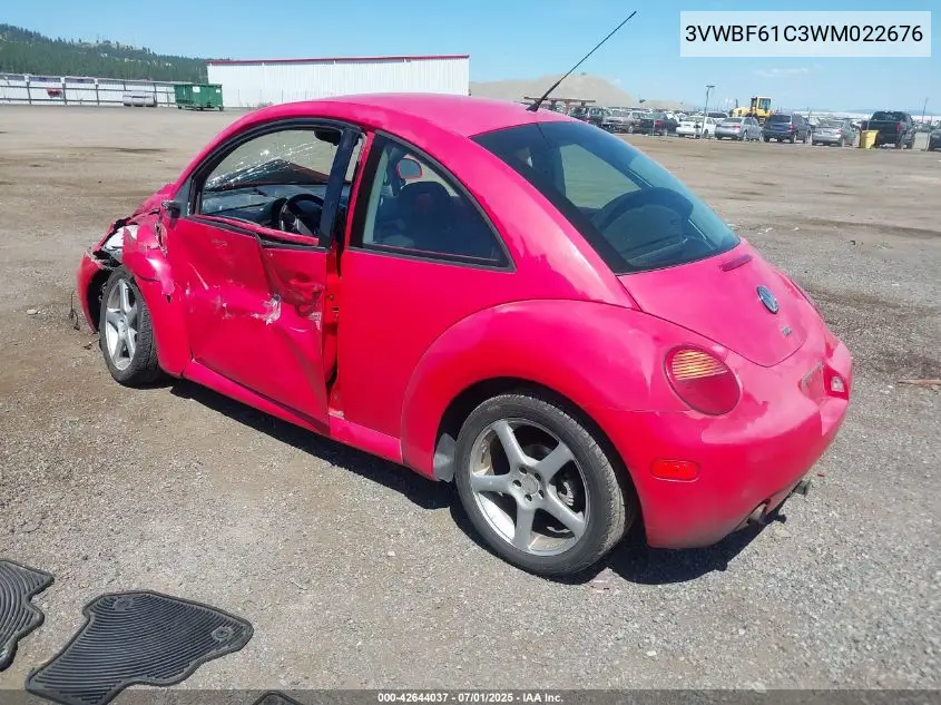 1998 Volkswagen New Beetle Tdi VIN: 3VWBF61C3WM022676 Lot: 42644037