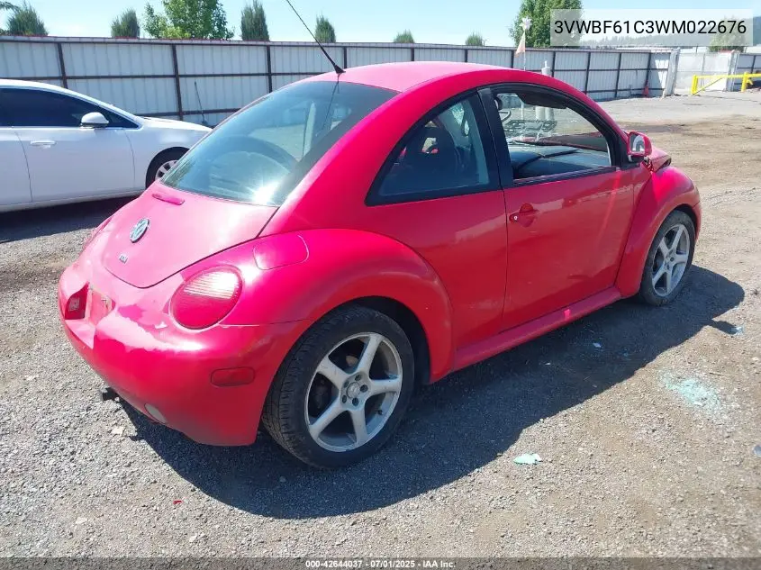 1998 Volkswagen New Beetle Tdi VIN: 3VWBF61C3WM022676 Lot: 42644037