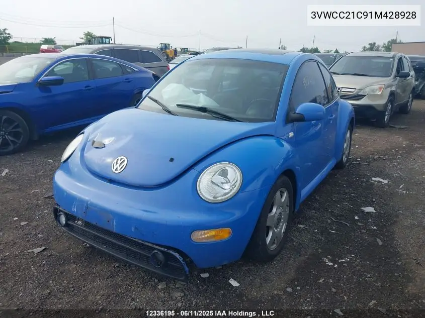 2001 Volkswagen New Beetle Gls VIN: 3VWCC21C91M428928 Lot: 12336195