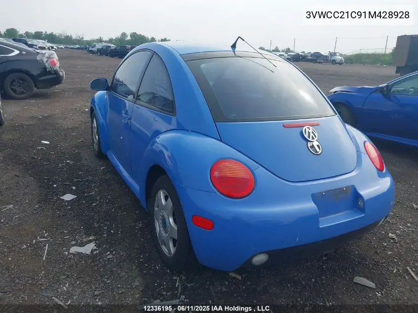 2001 Volkswagen New Beetle Gls VIN: 3VWCC21C91M428928 Lot: 12336195