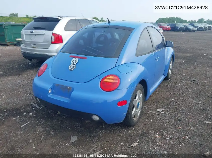 2001 Volkswagen New Beetle Gls VIN: 3VWCC21C91M428928 Lot: 12336195