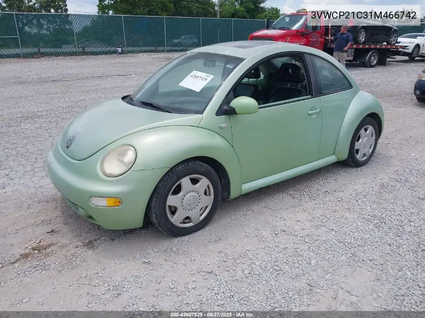 2001 Volkswagen New Beetle Gls Tdi VIN: 3VWCP21C31M466742 Lot: 42607529