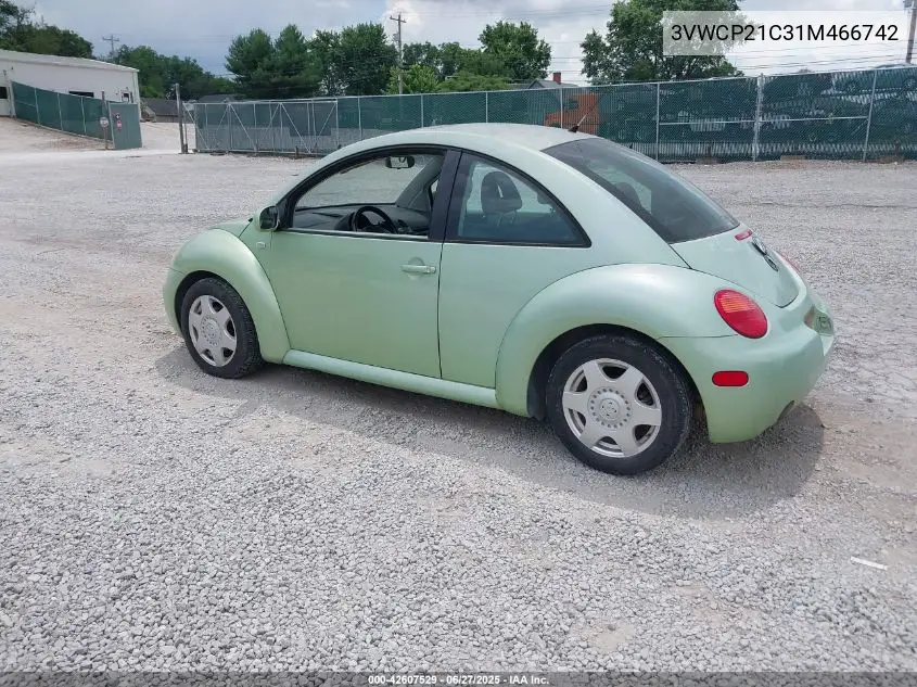 2001 Volkswagen New Beetle Gls Tdi VIN: 3VWCP21C31M466742 Lot: 42607529