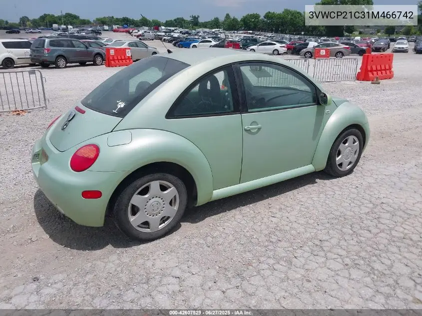 2001 Volkswagen New Beetle Gls Tdi VIN: 3VWCP21C31M466742 Lot: 42607529