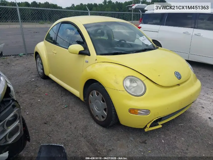2001 Volkswagen New Beetle Gls VIN: 3VWCK21CX1M451363 Lot: 42618118