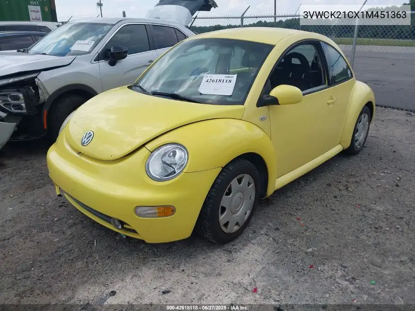 2001 Volkswagen New Beetle Gls VIN: 3VWCK21CX1M451363 Lot: 42618118