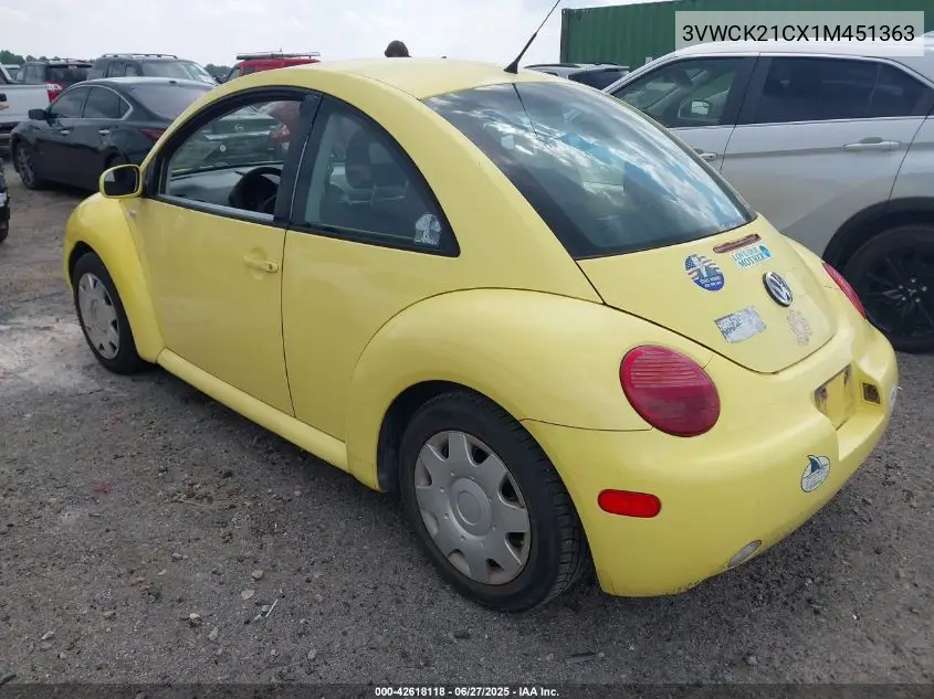 2001 Volkswagen New Beetle Gls VIN: 3VWCK21CX1M451363 Lot: 42618118