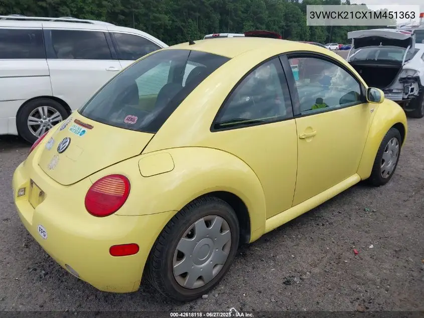 2001 Volkswagen New Beetle Gls VIN: 3VWCK21CX1M451363 Lot: 42618118