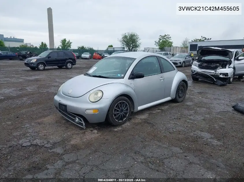 2002 Volkswagen New Beetle Gls VIN: 3VWCK21C42M455605 Lot: 42248011