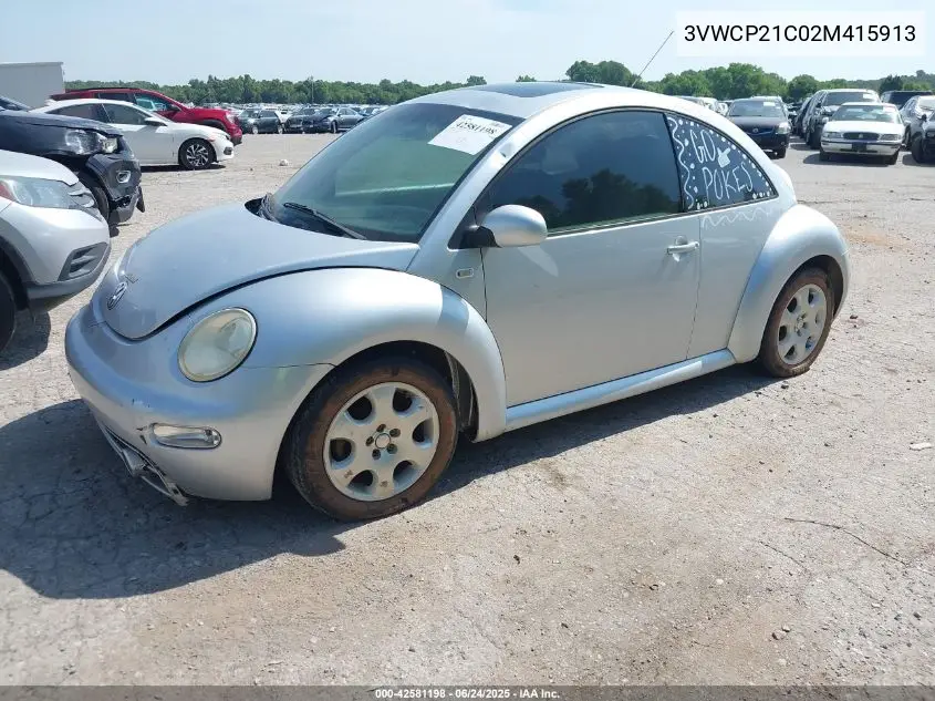 2002 Volkswagen New Beetle Gls Tdi VIN: 3VWCP21C02M415913 Lot: 42581198