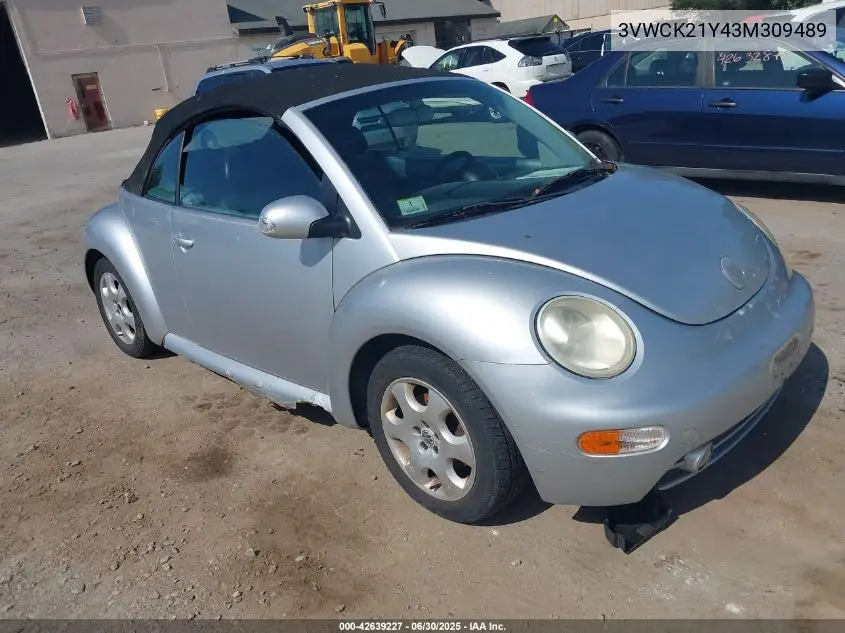 2003 Volkswagen New Beetle Gls VIN: 3VWCK21Y43M309489 Lot: 42639227