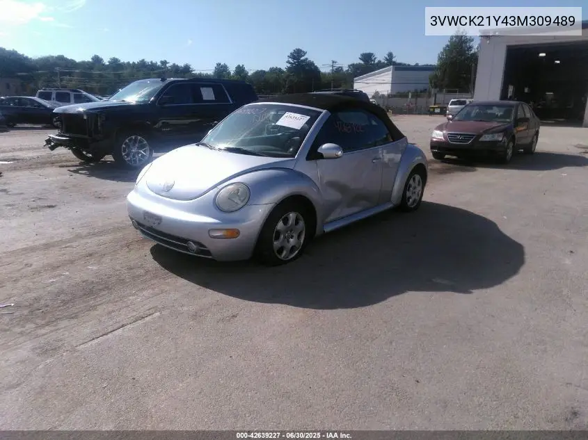 2003 Volkswagen New Beetle Gls VIN: 3VWCK21Y43M309489 Lot: 42639227