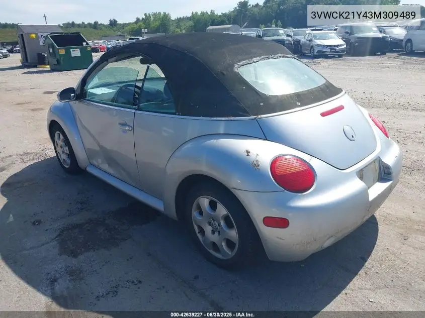 2003 Volkswagen New Beetle Gls VIN: 3VWCK21Y43M309489 Lot: 42639227