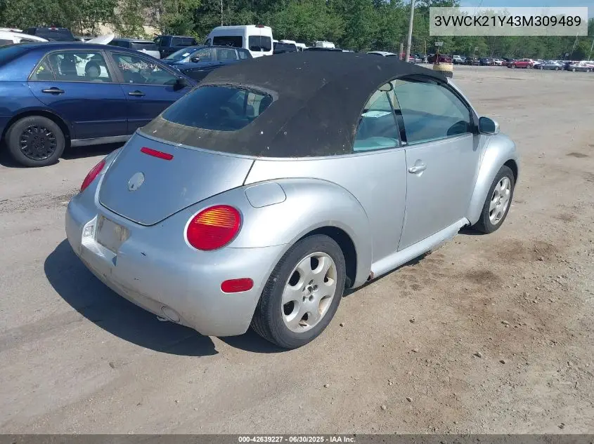 2003 Volkswagen New Beetle Gls VIN: 3VWCK21Y43M309489 Lot: 42639227