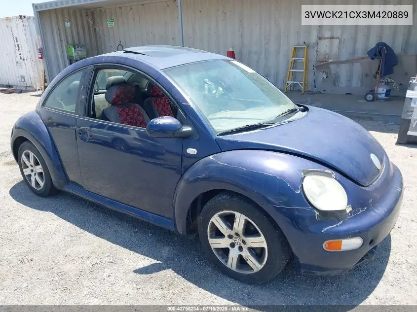 2003 Volkswagen New Beetle Gls 2.0L VIN: 3VWCK21CX3M420889 Lot: 42758234