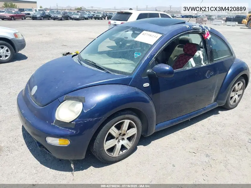2003 Volkswagen New Beetle Gls 2.0L VIN: 3VWCK21CX3M420889 Lot: 42758234