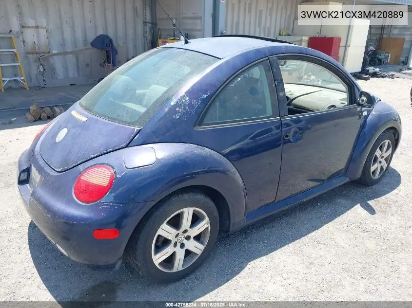 2003 Volkswagen New Beetle Gls 2.0L VIN: 3VWCK21CX3M420889 Lot: 42758234