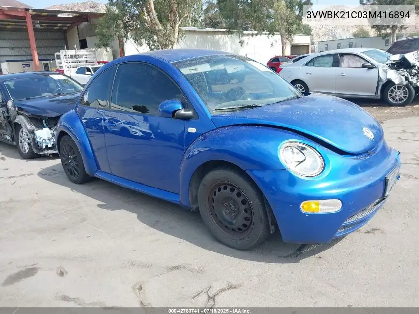 2003 Volkswagen New Beetle Gl VIN: 3VWBK21C03M416894 Lot: 42783741