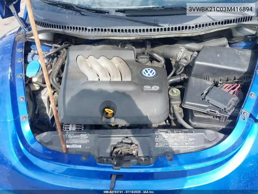 2003 Volkswagen New Beetle Gl VIN: 3VWBK21C03M416894 Lot: 42783741